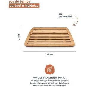 Tábua De Pão - Bambu - Migalheira - 2X24X36 Cm - Retangular