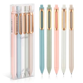 Canetas de gel NUSIGN retráteis de 0,5 mm, tinta preta de secagem rápida, 5 unidades