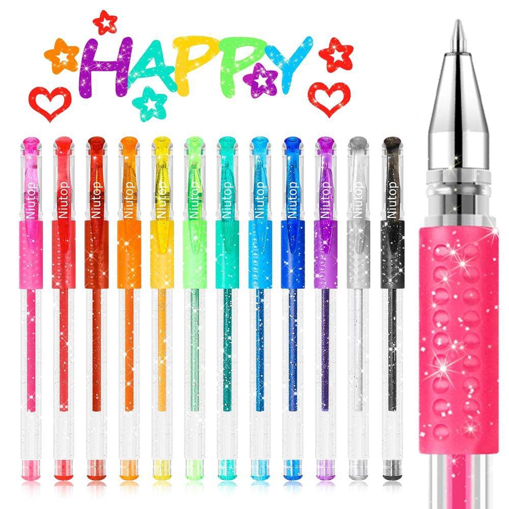 Canetas de gel Glitter Niutop de 12 cores para crianças com aroma frutado