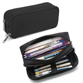 Estojo de lápis Della Gao de nylon preto de grande capacidade para adultos