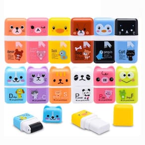 Borrachas de lápis Sooez Cute Erasers com rolo de limpeza x12