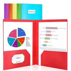 Folder Sooez, pacote com 6 bolsos, plástico pesado, tamanho carta