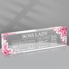 Decoração de escritório decorativa em acrílico Boss Lady de 20 cm para mulheres