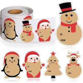Adesivos Kraft de Natal Yexiya Cute Snowman 500 unidades
