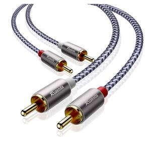 Cabo RCA Ruaeoda 2RCA macho para 2RCA macho, 1,8 m, trança blindada