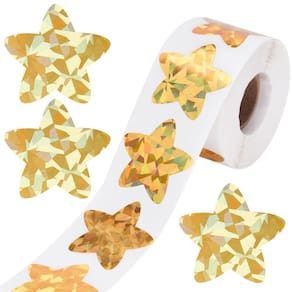 Adesivos estelares Anwyll Holographic Gold, 500 unidades, 3,8 cm, autoadesivos