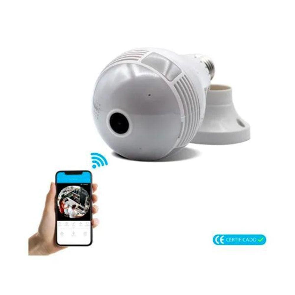 Câmera Lâmpada Inteligente Wi Fi Visão Noturna 360º