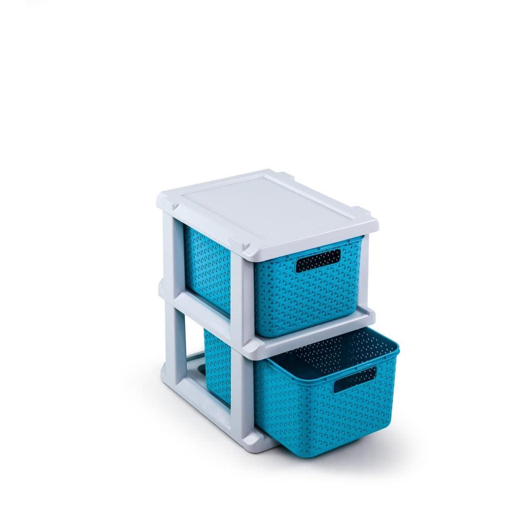 Gaveteiro Ratan Organizador Azul 2 Gavetas Agraplast
