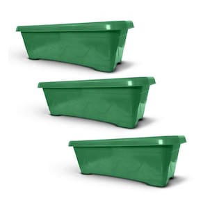 Vaso Floreira Plástico Retangular 50cm (3un) Verde