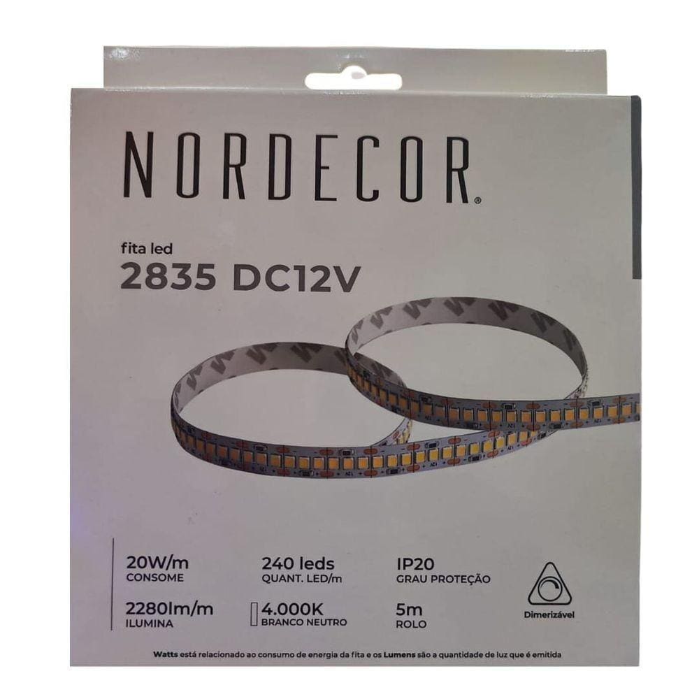 Fita Led Ip20 20w 4000k 12v 240 Leds Nordecor