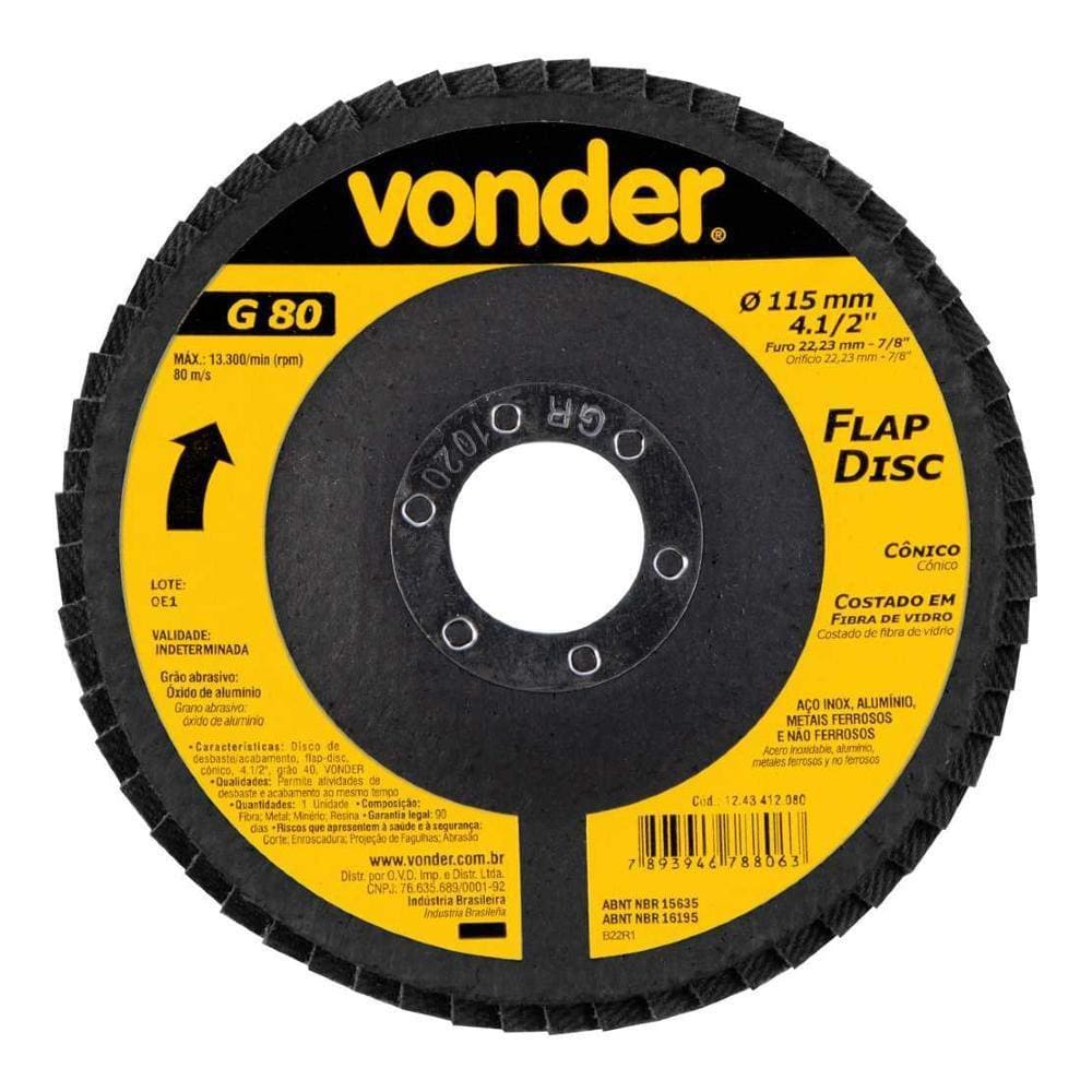Flap Disco Cônico 4.1/2 Grão 80 C.Fibra - 1224412081