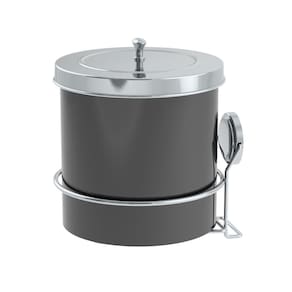 Lixeira 5L Tampa Redonda Com Suporte Adesivo Cesto De Lixo Preto Cromado - 155PTC Future