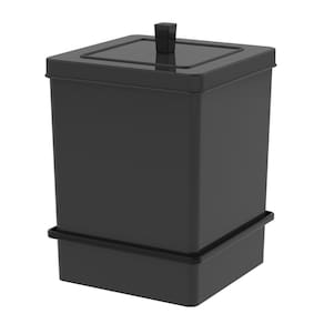 Lixeira 6,5L Tampa Quadrada Com Suporte Ventosa Cesto De Lixo Preto - 8065PT Future