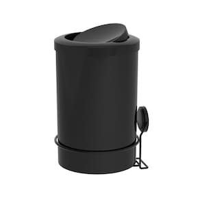 Lixeira 8L Tampa Basculante Redonda Com Suporte Adesivo Cesto De Lixo Preto - 156PT Future