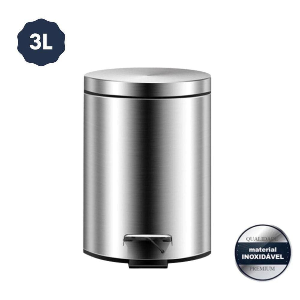 Lixeira 100% Inox Com Pedal Antiderrapante