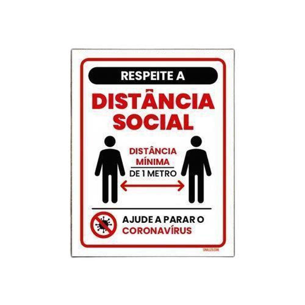 Kit 5 Placas Sinalização Respeite Distância Social Mínima