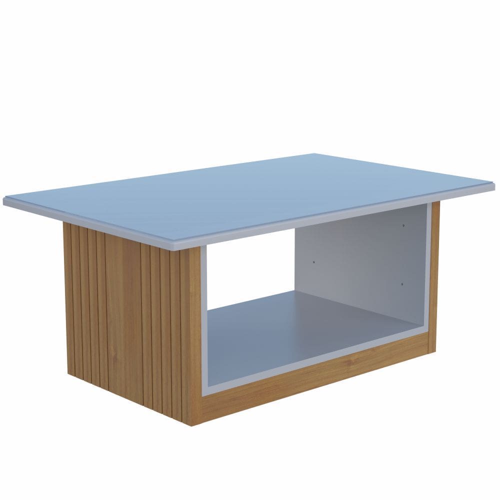 Mesa de Centro Veneza com tampo de vidro Valdemóveis Cinamomo OFF White