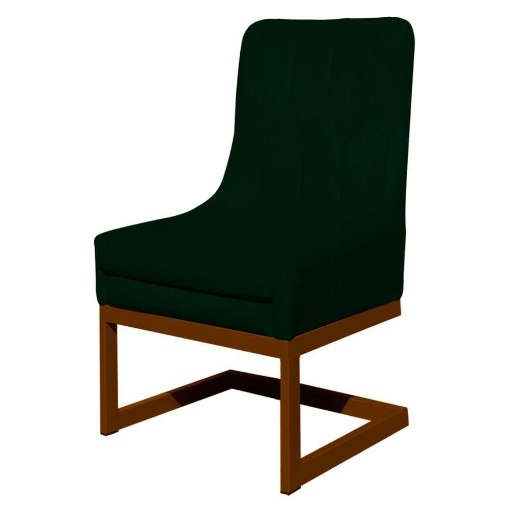 Cadeira Valentina Para Cozinha Base Cobre Suede Verde - Vallisa Decor