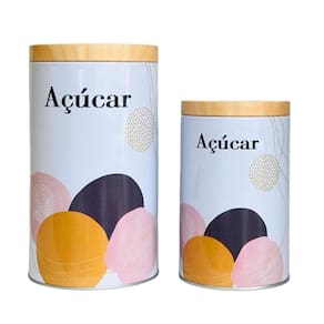 Conjunto Com 02 Latas De Metal 8248 - Y888 Açúcar