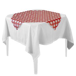 Toalha de Mesa Poá Vermelho e Branco Tnt 70cm x 70cm - 5 Un.