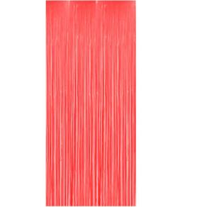 Cortina Fitas Metalizadas Vermelho Neon - 1x2 Metros