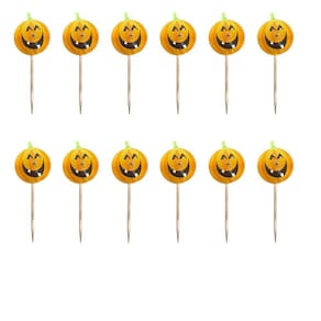 Picks Decorativos Cabeça de Abóbora - 12 Peças