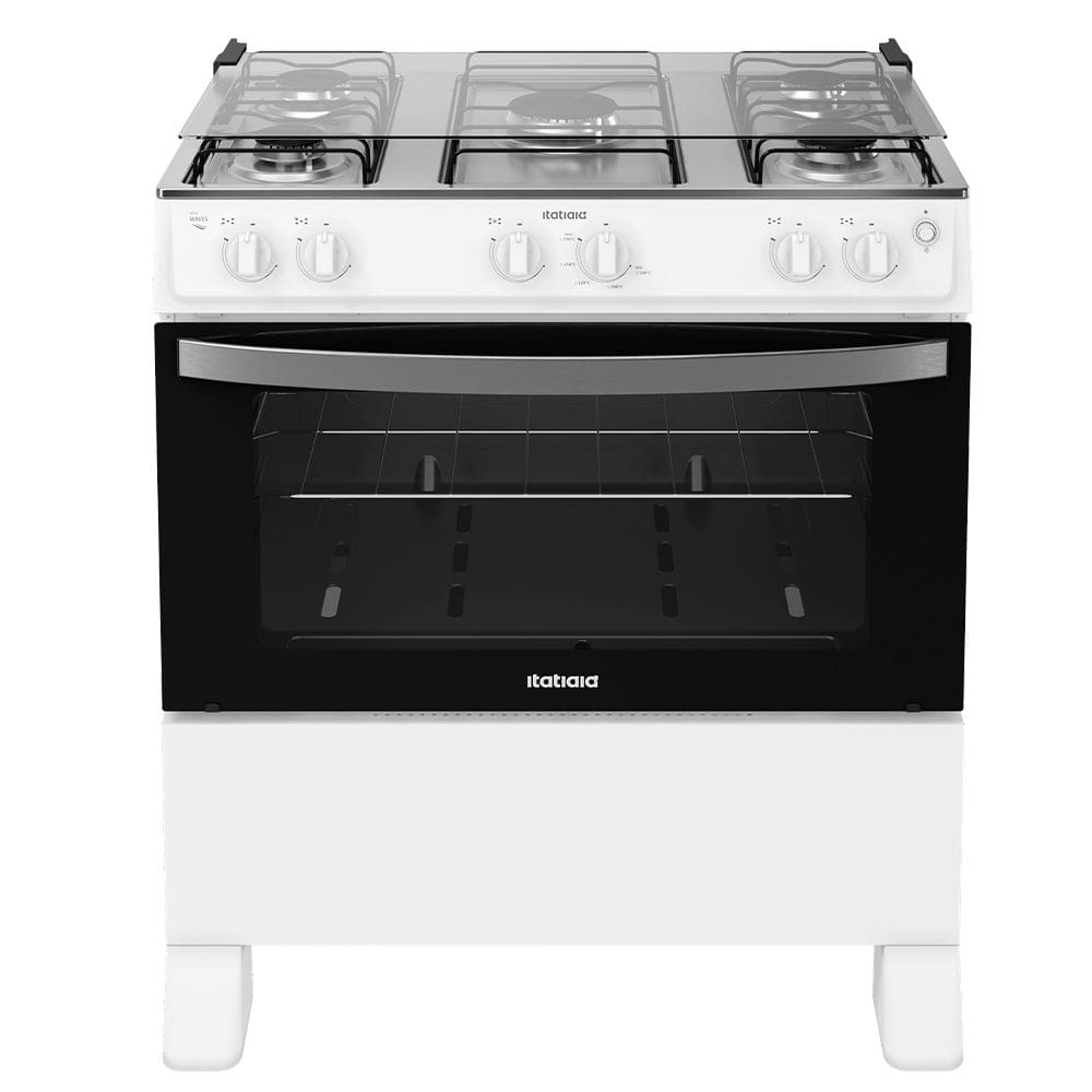Fogão 5 Bocas à Gás Itatiaia Waves New Acendimento Automático e Forno Limpa Fácil Branco Bivolt