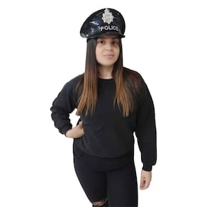 Quepe Policial Preto de Vinil Luxo