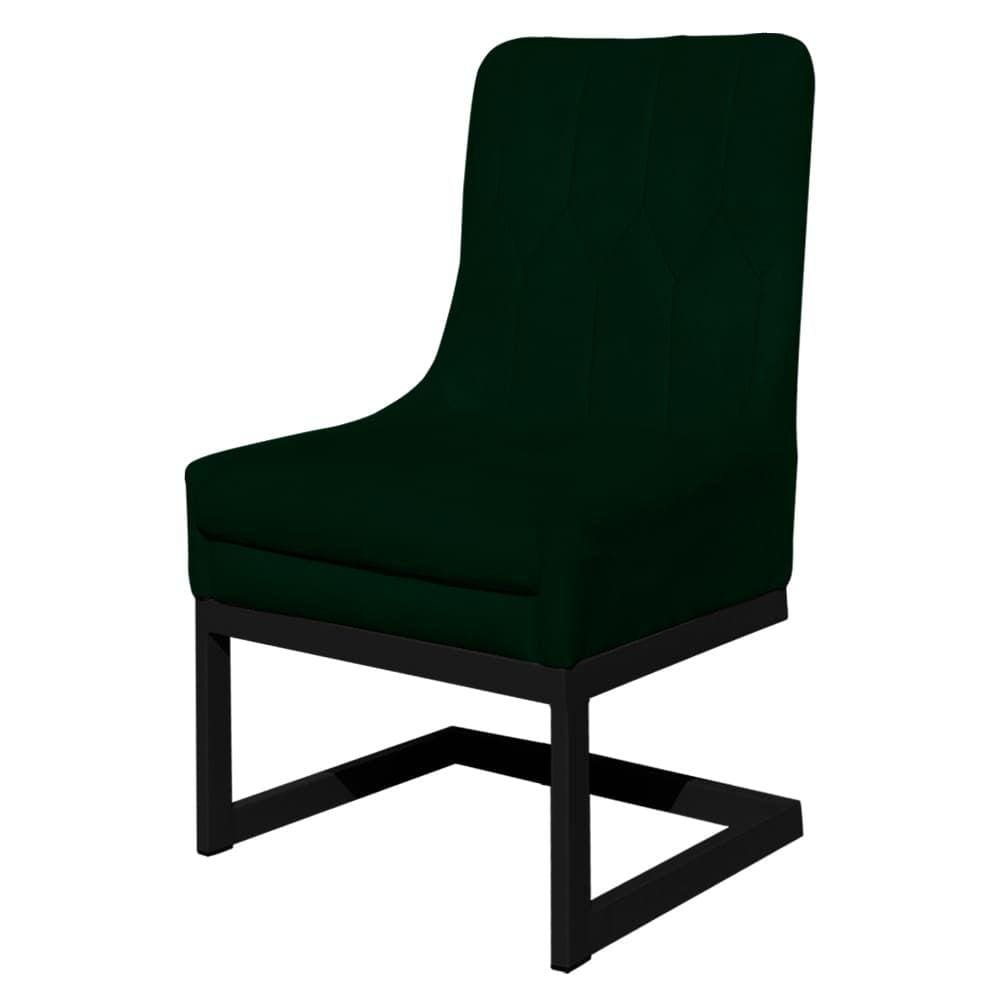 Cadeira Valentina Para Cozinha Base Preta Suede Verde - Vallisa Decor
