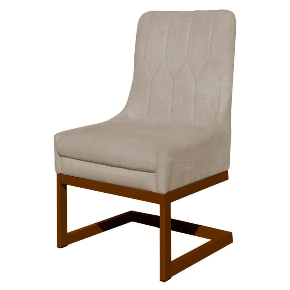 Cadeira Valentina Para Cozinha Base Cobre Suede Bege - Vallisa Decor
