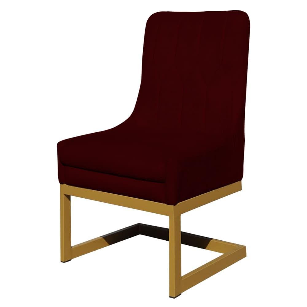 Cadeira Valentina Para Cozinha Base Dourada Suede Bordo - Vallisa Decor