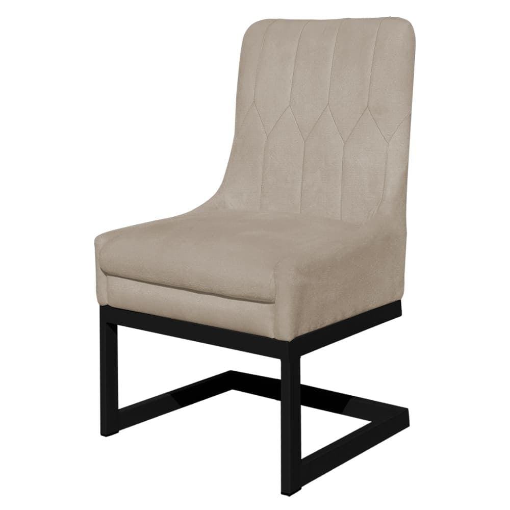 Cadeira Valentina Para Cozinha Base Preta Suede Bege - Vallisa Decor