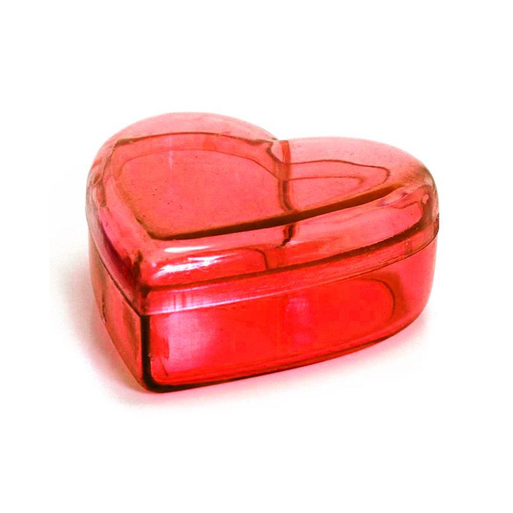Caixa Acrílica Coração Vermelha 4cm x 2cm - 10 Unidades