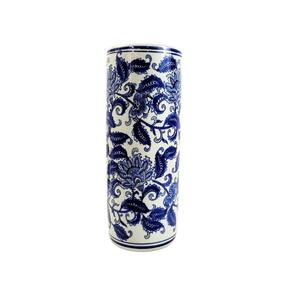 Vaso Porta Guarda Chuva Decorativo Azul E Branco 40X15Cm M