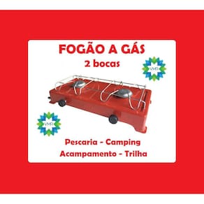 Mini fogão 2 bocas portátil a gás - vermelho