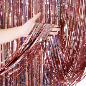 Cortina Fitas Metalizadas Rose Gold - 1x2m