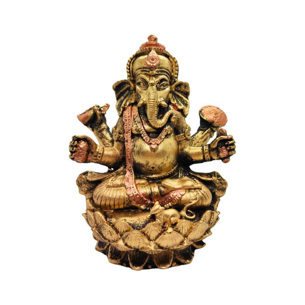 Ganesha Na Flor De Lótus Resina Decoração 15 Cm