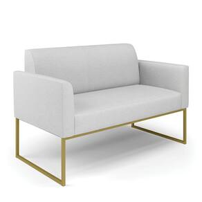 Namoradeira 02 lugares Marisa Linho Base Industrial Metálica Dourado - D`Rossi