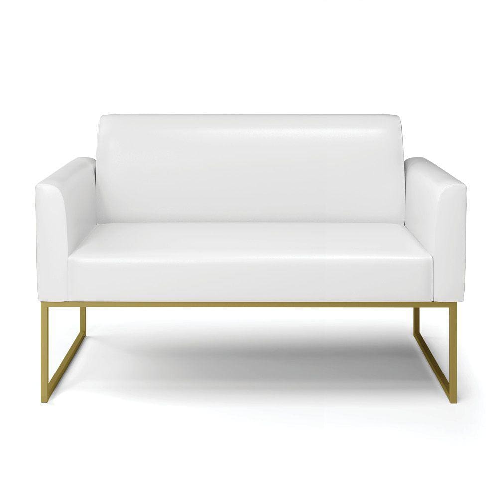 Sofá Namoradeira Base Industrial Dourado Marisa Corano Branco D03 - D`Rossi