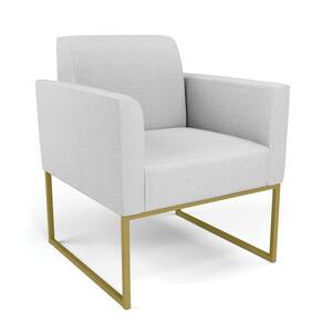 Poltrona Base Industrial Dourado Marisa Linho Cinza A05 D03 - D`Rossi