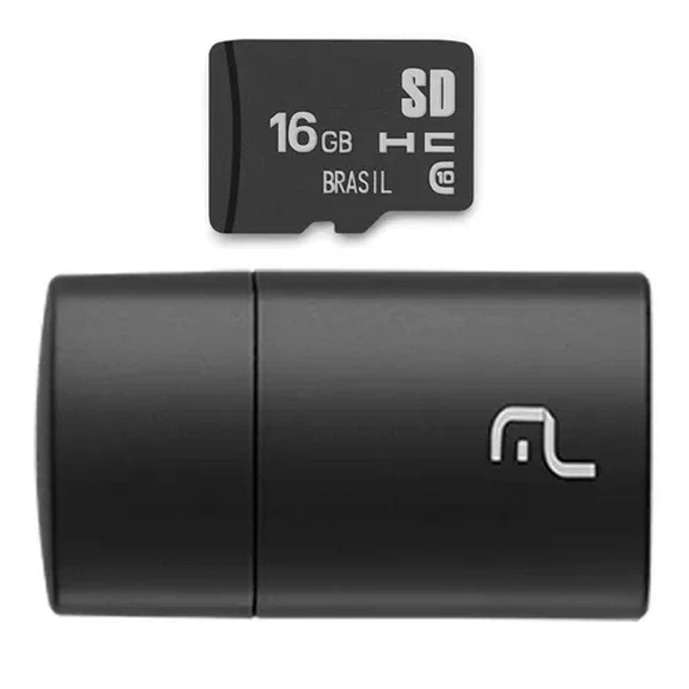Cartão De Memória 16gb Multilaser 2x1 Classe 10 Usb Mc162