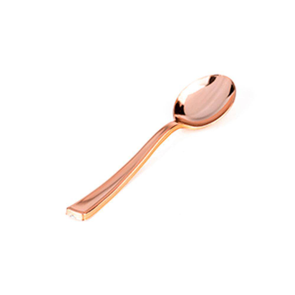 Colher Descartável Metalizada Rose - 20 Unidades