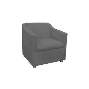 Poltrona Decorativa Tilla Suede Cinza - Vallisa Decor