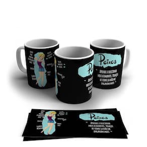 Caneca Personalizada Cerâmica Signo Peixes 325ml