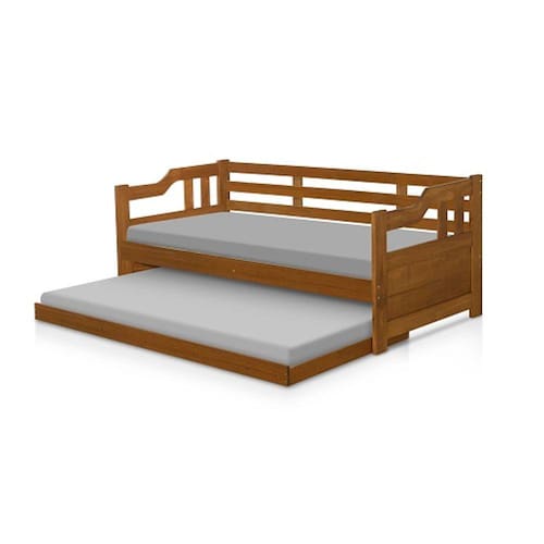 imagem-Sofá Cama Com Auxiliar Castanho – Atraente Móveis - Marrom Escuro