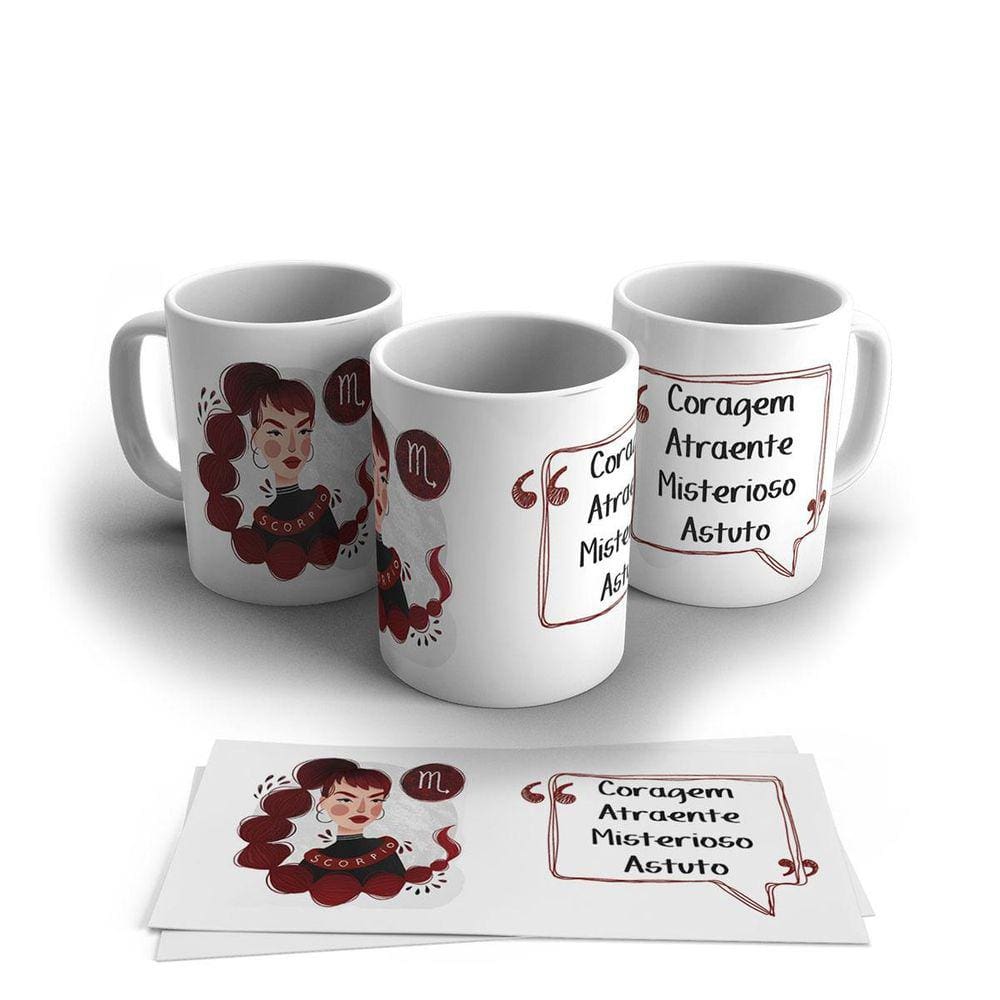 Caneca Porcelana Signo Do Zodíaco Escorpião 325ml