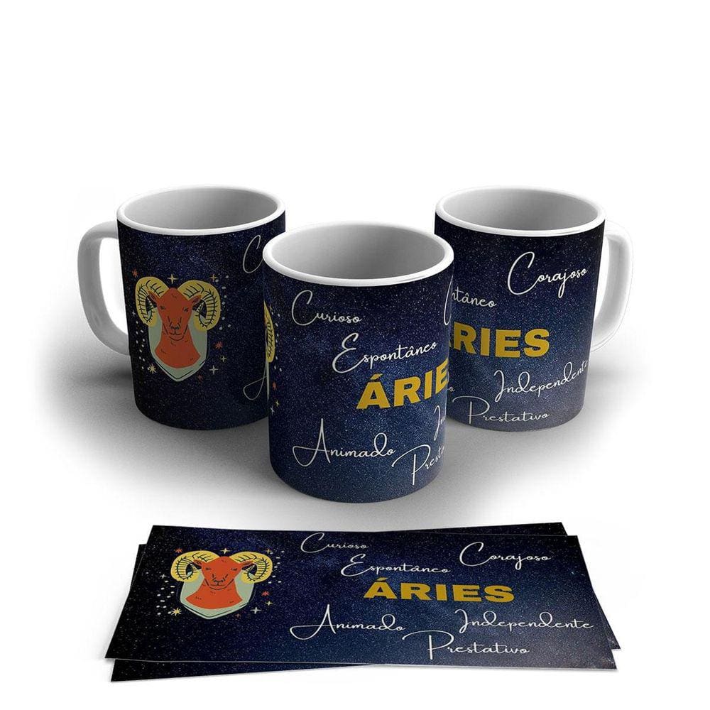 Caneca Personalizada Porcelana Signo Do Zodíaco Áries 325ml