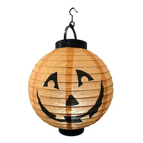 Luminária de Papel Abóbora Laranja Halloween com LED
