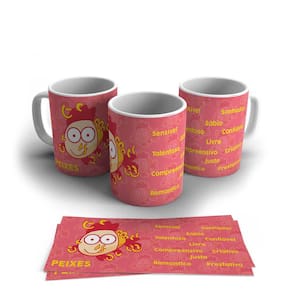 Caneca Personalizada Cerâmica Signo Peixes 325ml