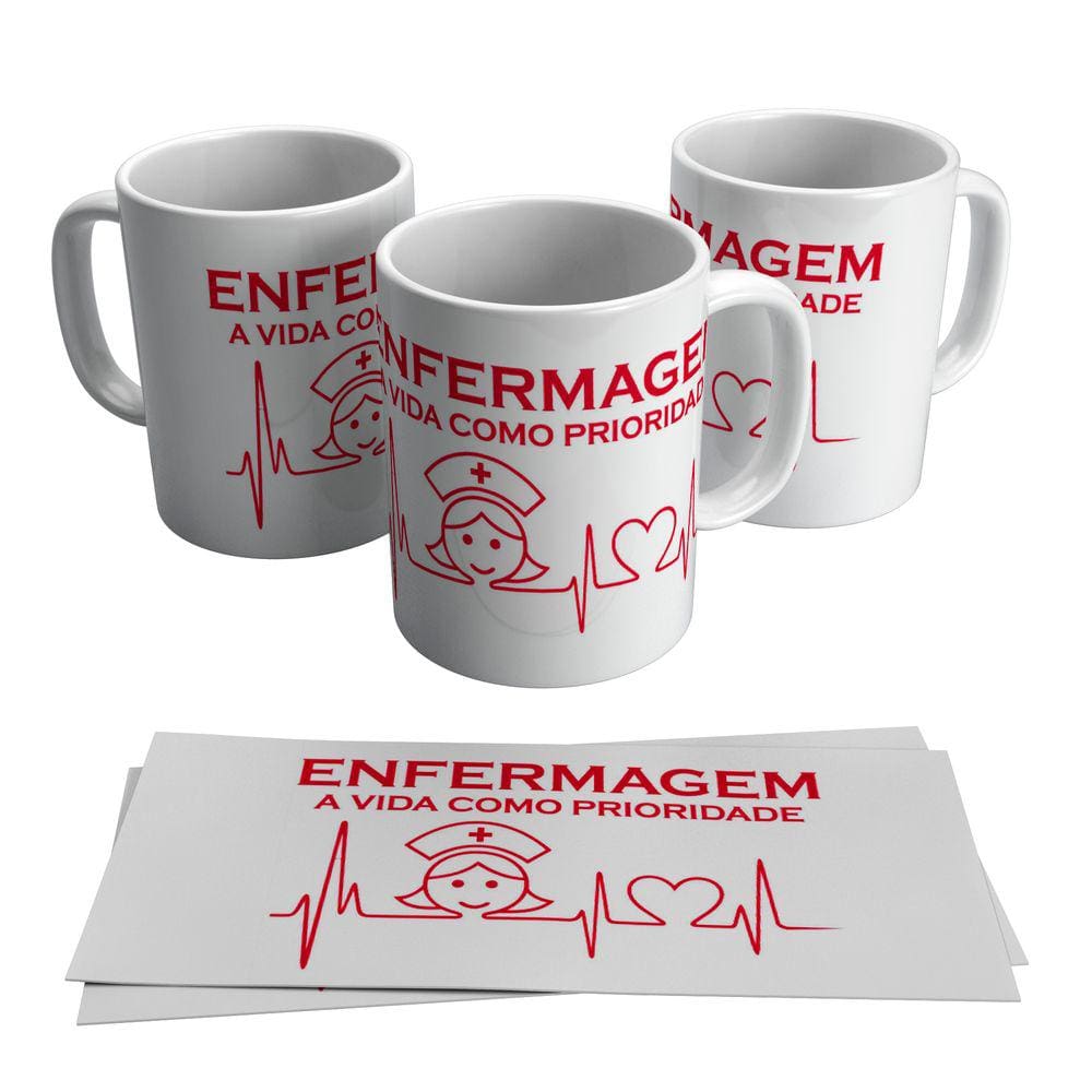 Caneca Enfermagem A Vida Como Prioridade Enfermeira 325ml